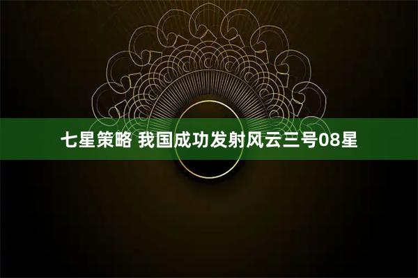 七星策略 我国成功发射风云三号08星